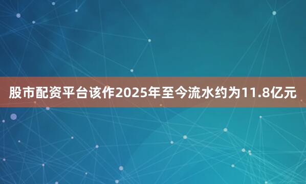 股市配资平台该作2025年至今流水约为11.8亿元