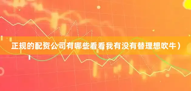 正规的配资公司有哪些看看我有没有替理想吹牛）